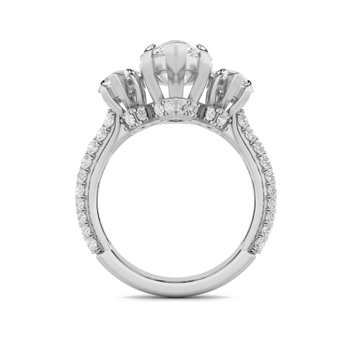 7.75Cttw Marquise Shaped Lab Grown Diamond (F/VS)Bold Statement Accented Ring in 14K Gold