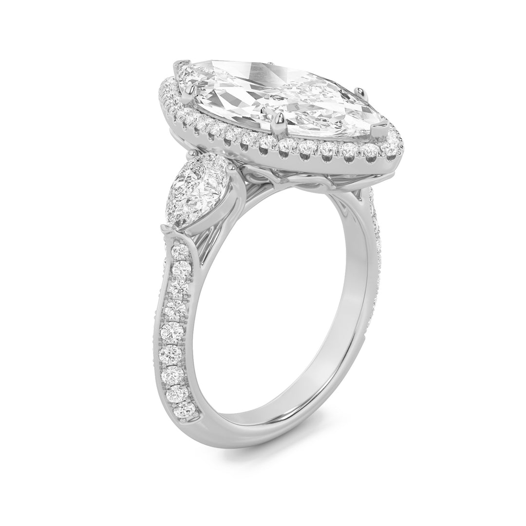 6.5Cttw Marquise Shaped Lab Grown Diamond (G/VS) Bold Statement Accented Ring in 14K Gold