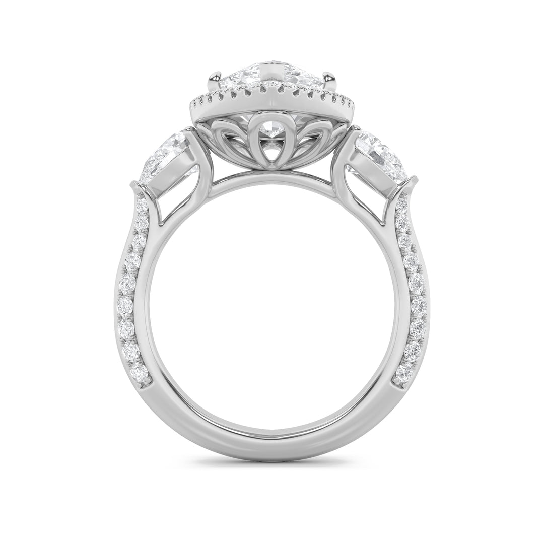 6.5Cttw Marquise Shaped Lab Grown Diamond (G/VS) Bold Statement Accented Ring in 14K Gold