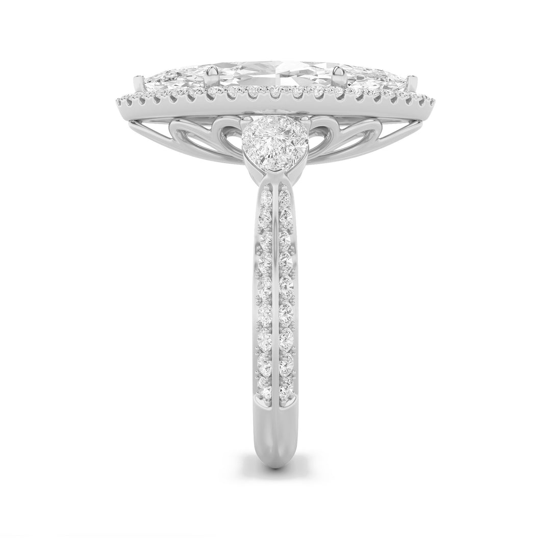 6.5Cttw Marquise Shaped Lab Grown Diamond (G/VS) Bold Statement Accented Ring in 14K Gold