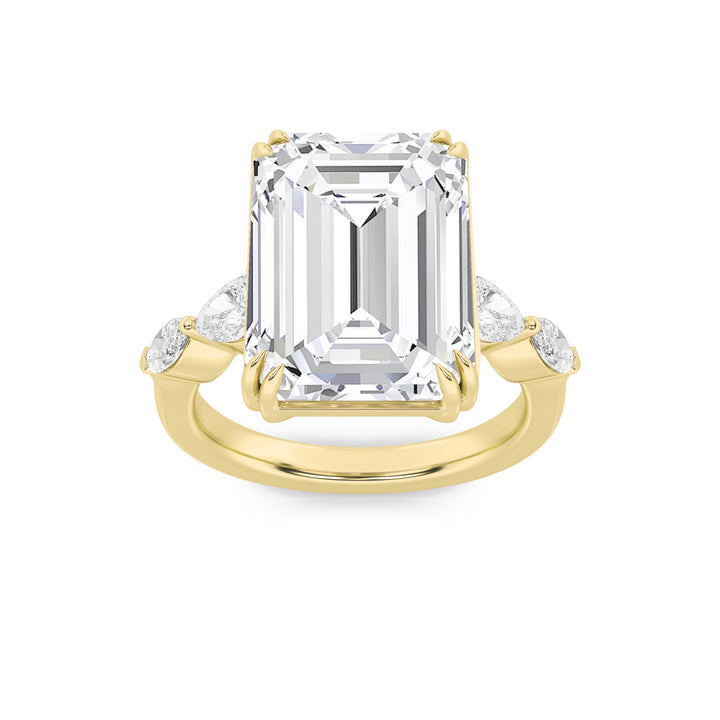 8.5Cttw Emerald Shaped Lab Grown Diamond (G/VS) Bold Statement Accented Ring in 14K Gold