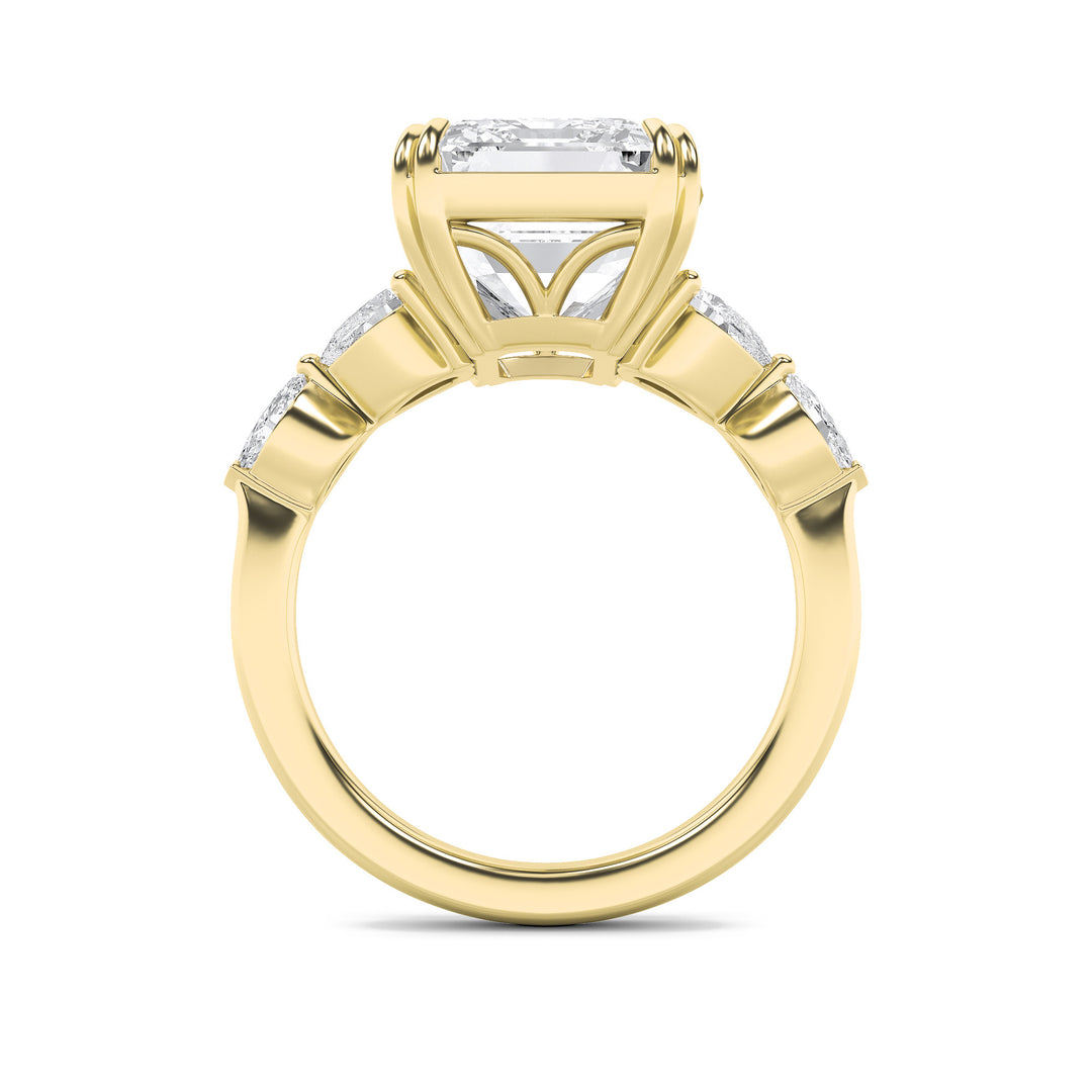 8.5Cttw Emerald Shaped Lab Grown Diamond (G/VS) Bold Statement Accented Ring in 14K Gold