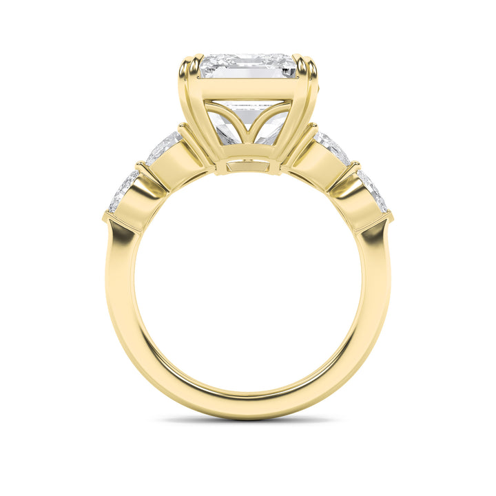 8.5Cttw Emerald Shaped Lab Grown Diamond (G/VS) Bold Statement Accented Ring in 14K Gold