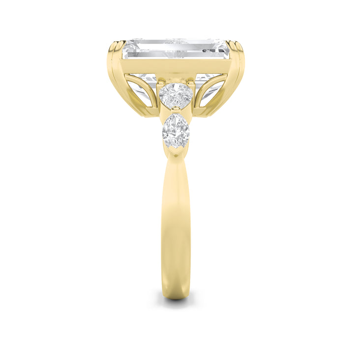 8.5Cttw Emerald Shaped Lab Grown Diamond (G/VS) Bold Statement Accented Ring in 14K Gold