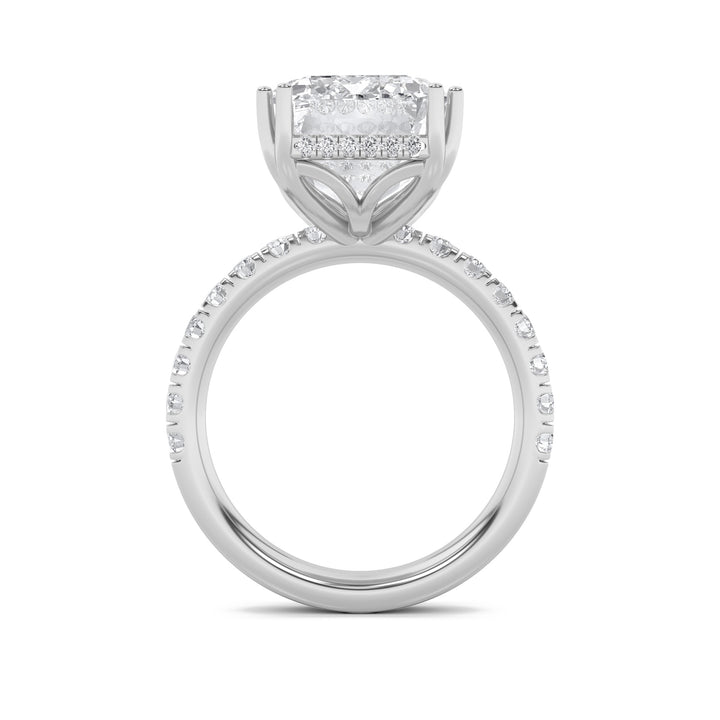10.25Cttw Emerald Shaped Lab Grown Diamond (G/VS)Bold Statement Accented Ring in 14K Gold