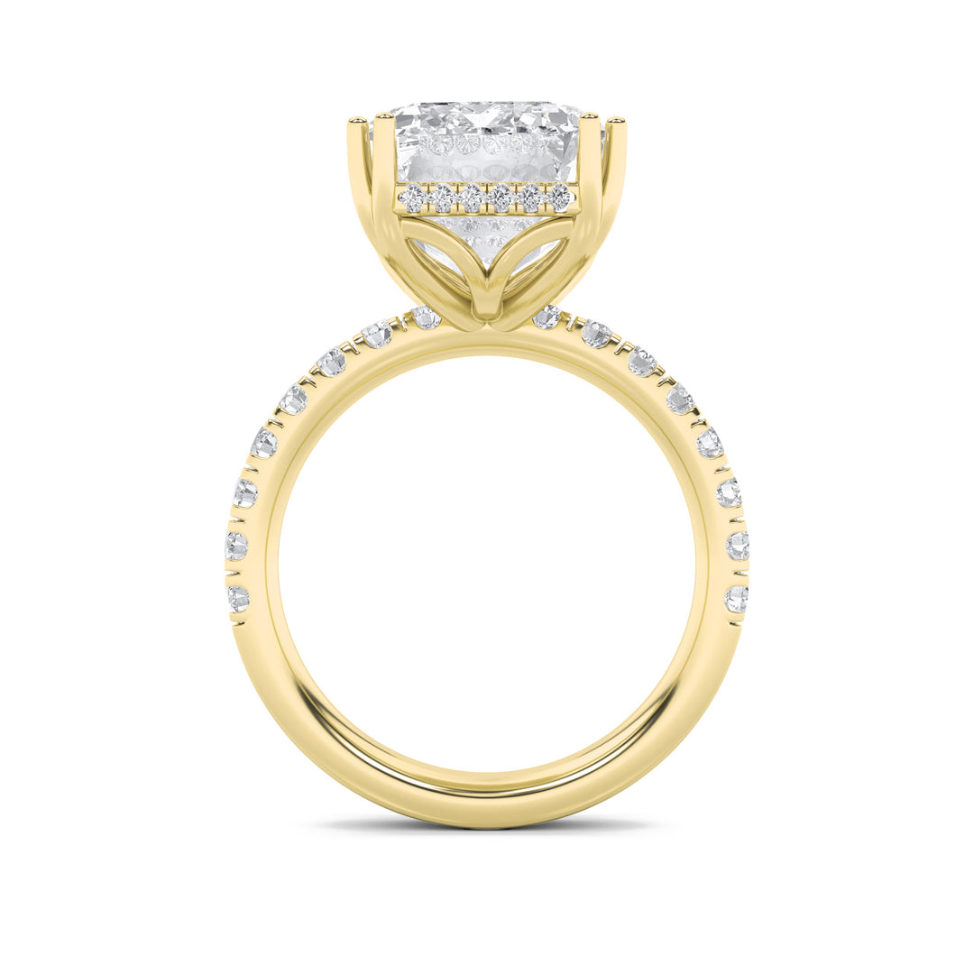 10.25Cttw Emerald Shaped Lab Grown Diamond (G/VS)Bold Statement Accented Ring in 14K Gold