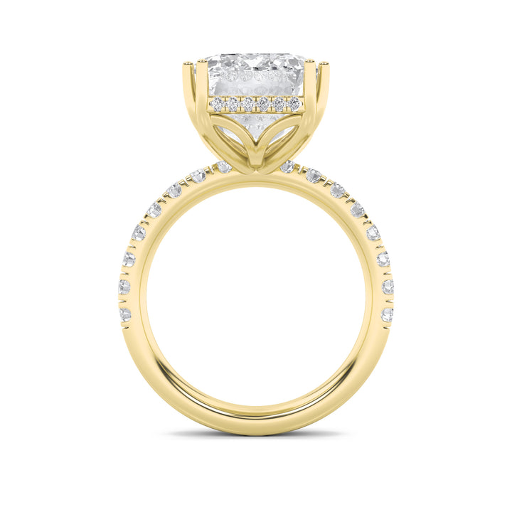 10.25Cttw Emerald Shaped Lab Grown Diamond (G/VS)Bold Statement Accented Ring in 14K Gold