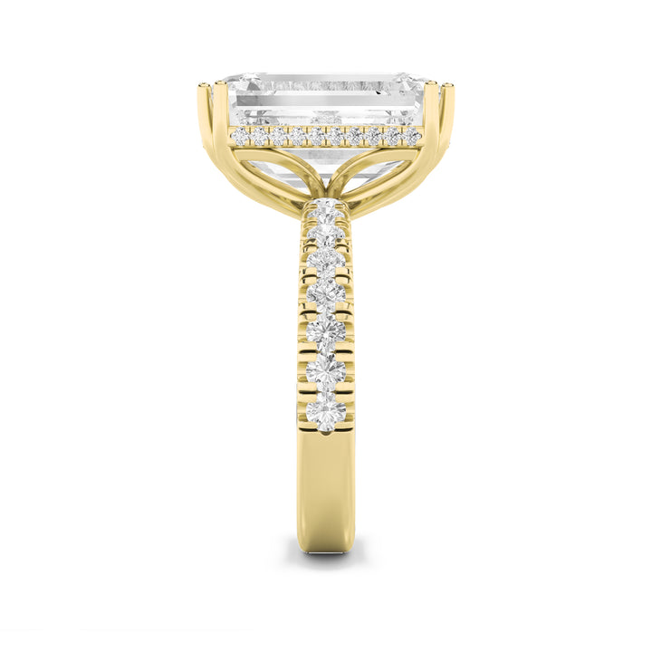 10.25Cttw Emerald Shaped Lab Grown Diamond (G/VS)Bold Statement Accented Ring in 14K Gold