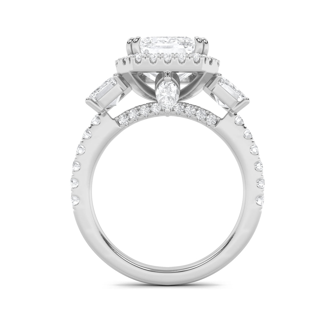 7Cttw Emerald Shaped Lab Grown Diamond (F/VS) Bold Accented Engagement Ring in 14K Gold