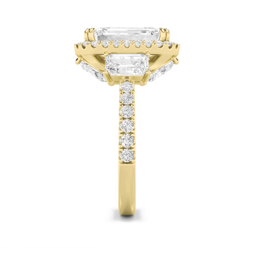 7Cttw Radiant Shaped Lab Grown Diamond (G/VS) Bold Accented Engagement Ring in 14K Gold
