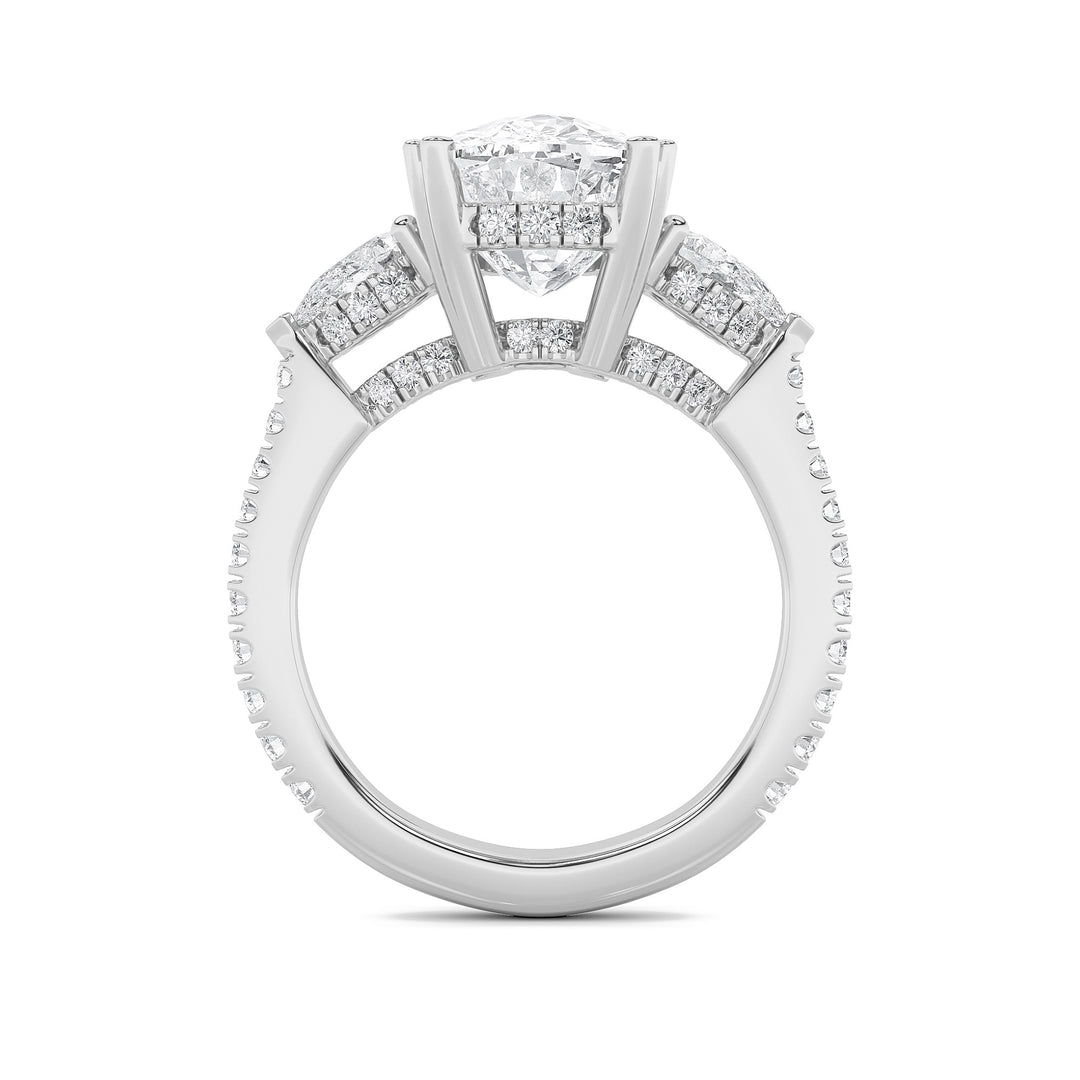 6.5Cttw Elongated Cushion Shaped Lab Grown Diamond (F/VS) Bold Accented Engagement Ring in 14K Gold
