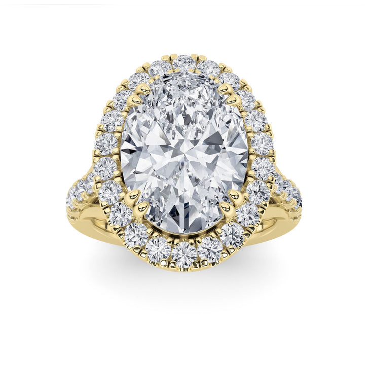 6Cttw Oval Shaped Lab Grown Diamond (G/VS) Bold Accented Engagement Ring in 14K Gold