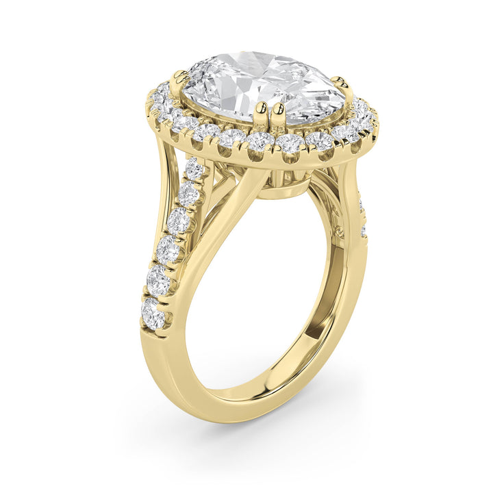 6Cttw Oval Shaped Lab Grown Diamond (G/VS) Bold Accented Engagement Ring in 14K Gold