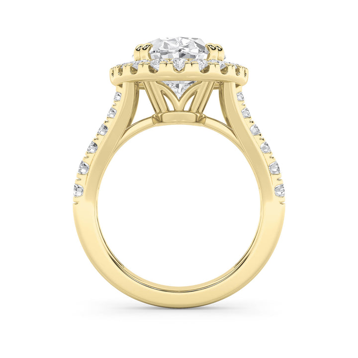 6Cttw Oval Shaped Lab Grown Diamond (G/VS) Bold Accented Engagement Ring in 14K Gold