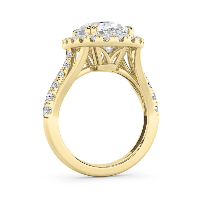 6Cttw Oval Shaped Lab Grown Diamond (G/VS) Bold Accented Engagement Ring in 14K Gold