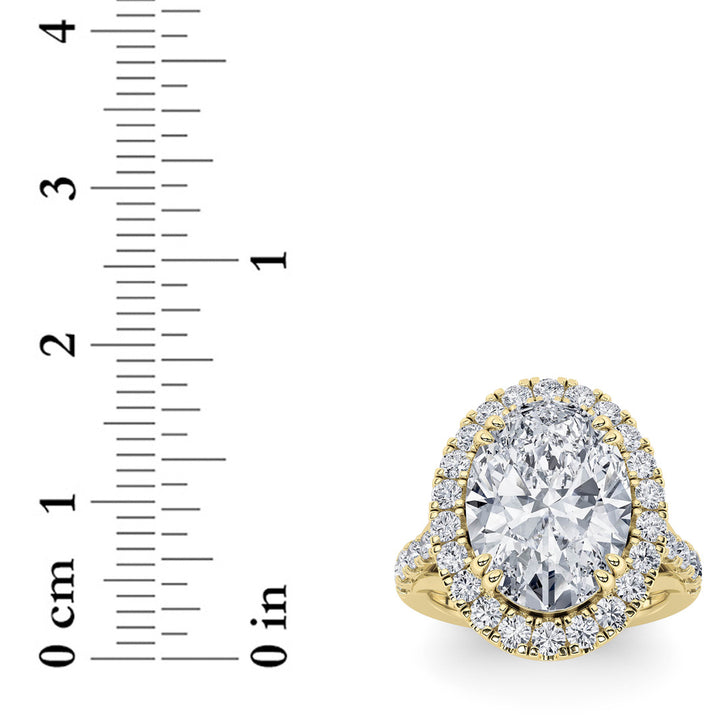 6Cttw Oval Shaped Lab Grown Diamond (G/VS) Bold Accented Engagement Ring in 14K Gold