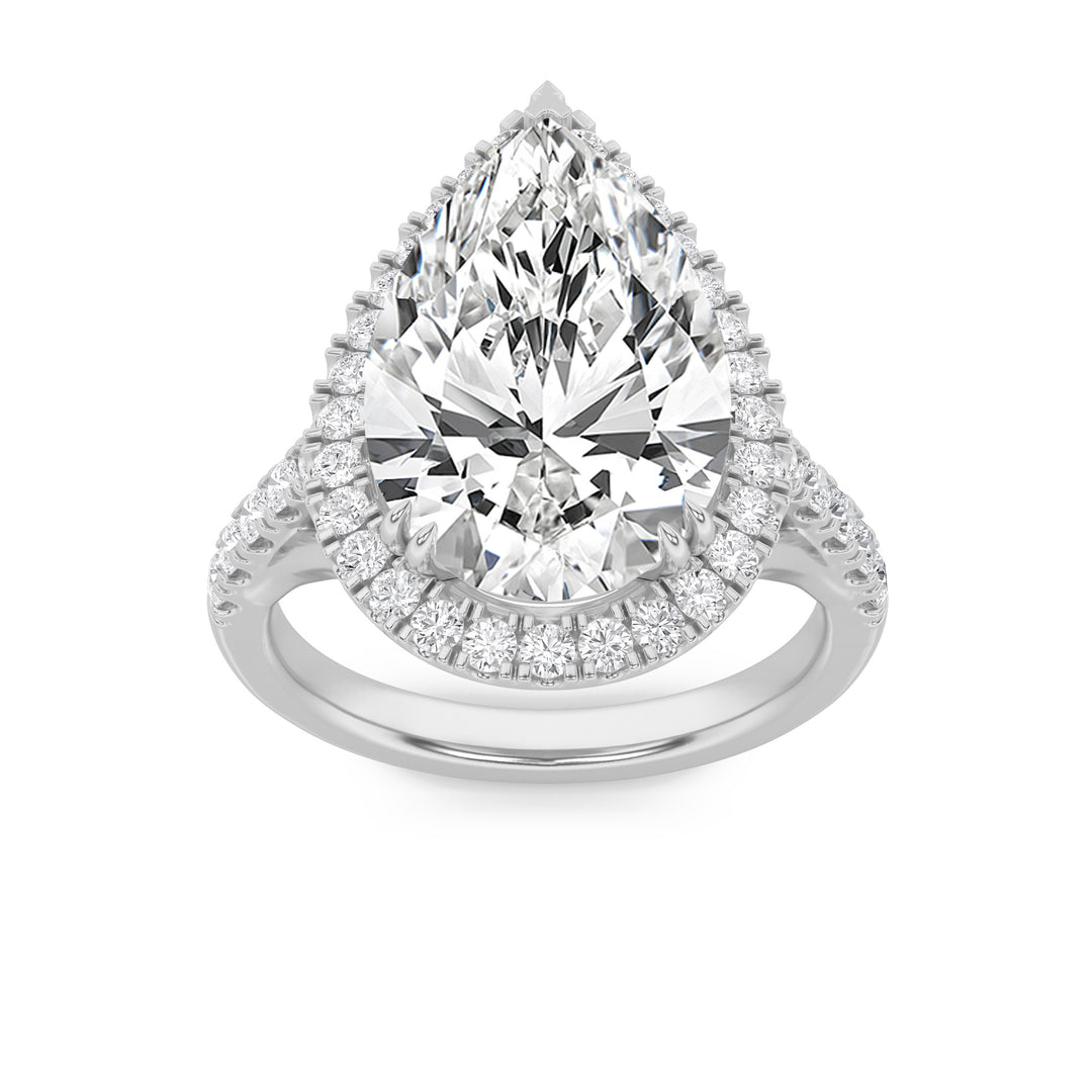 6Cttw Pear Shaped Lab Grown Diamond (F/VS) Bold Statement Accented  Ring in 14K Gold