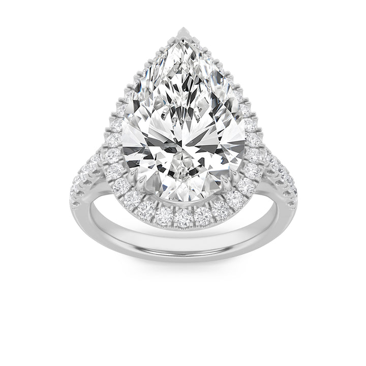 6Cttw Pear Shaped Lab Grown Diamond (F/VS) Bold Statement Accented  Ring in 14K Gold