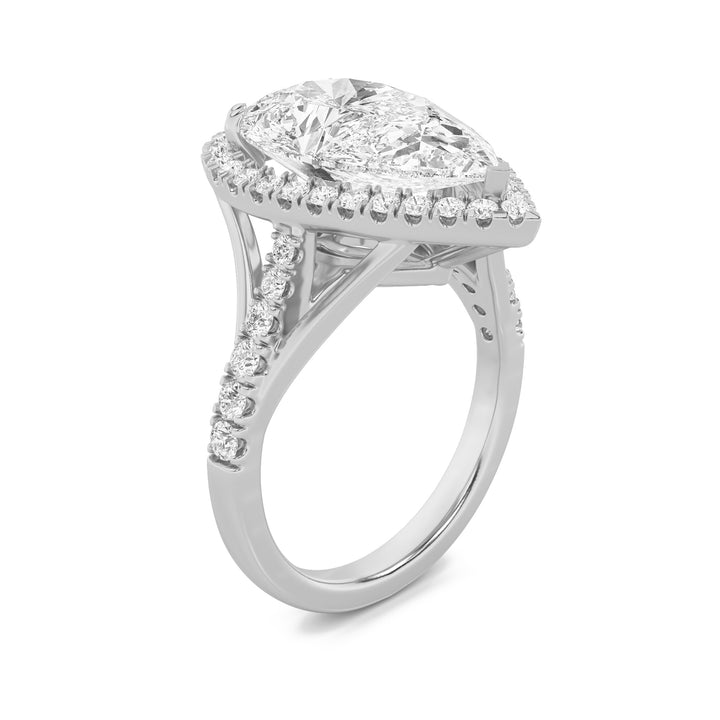 6Cttw Pear Shaped Lab Grown Diamond (F/VS) Bold Statement Accented  Ring in 14K Gold