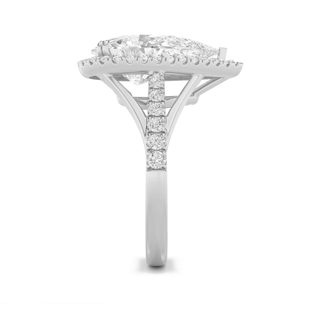 6Cttw Pear Shaped Lab Grown Diamond (F/VS) Bold Statement Accented  Ring in 14K Gold