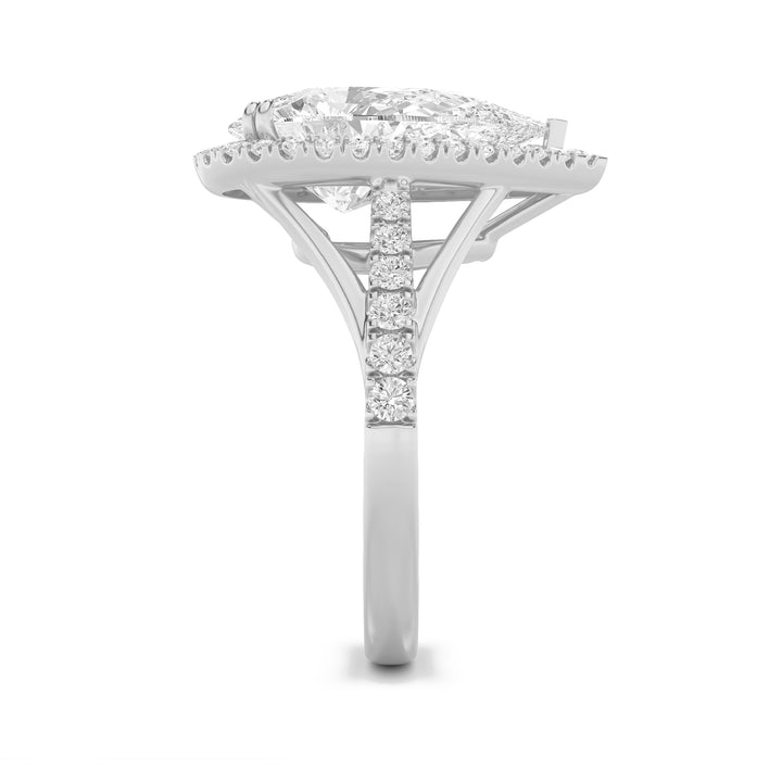 6Cttw Pear Shaped Lab Grown Diamond (F/VS) Bold Statement Accented  Ring in 14K Gold