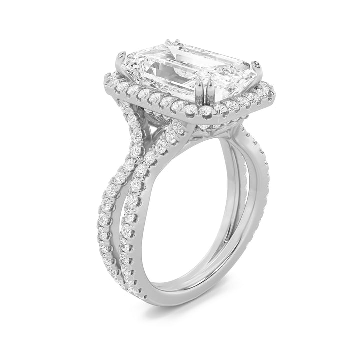 8Cttw Emerald Shaped Lab Grown Diamond (F/VS) Bold Statement Accented Ring in 14K Gold