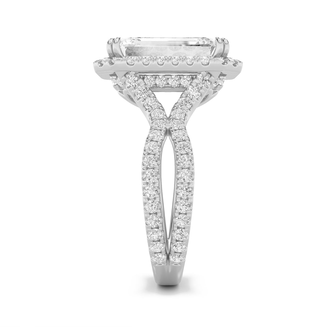 8Cttw Emerald Shaped Lab Grown Diamond (G/VS) Bold Statement Accented Ring in 14K Gold