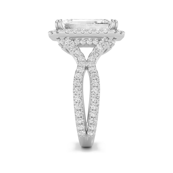 8Cttw Emerald Shaped Lab Grown Diamond (G/VS) Bold Statement Accented Ring in 14K Gold