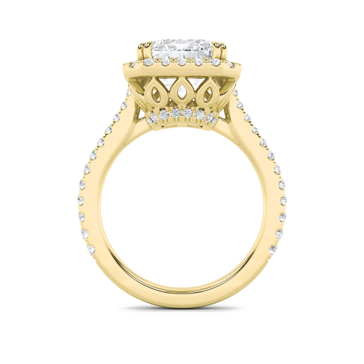 6Cttw Radiant Shaped Lab Grown Diamond (G/VS) Bold Accented Engagement Ring in 14K Gold
