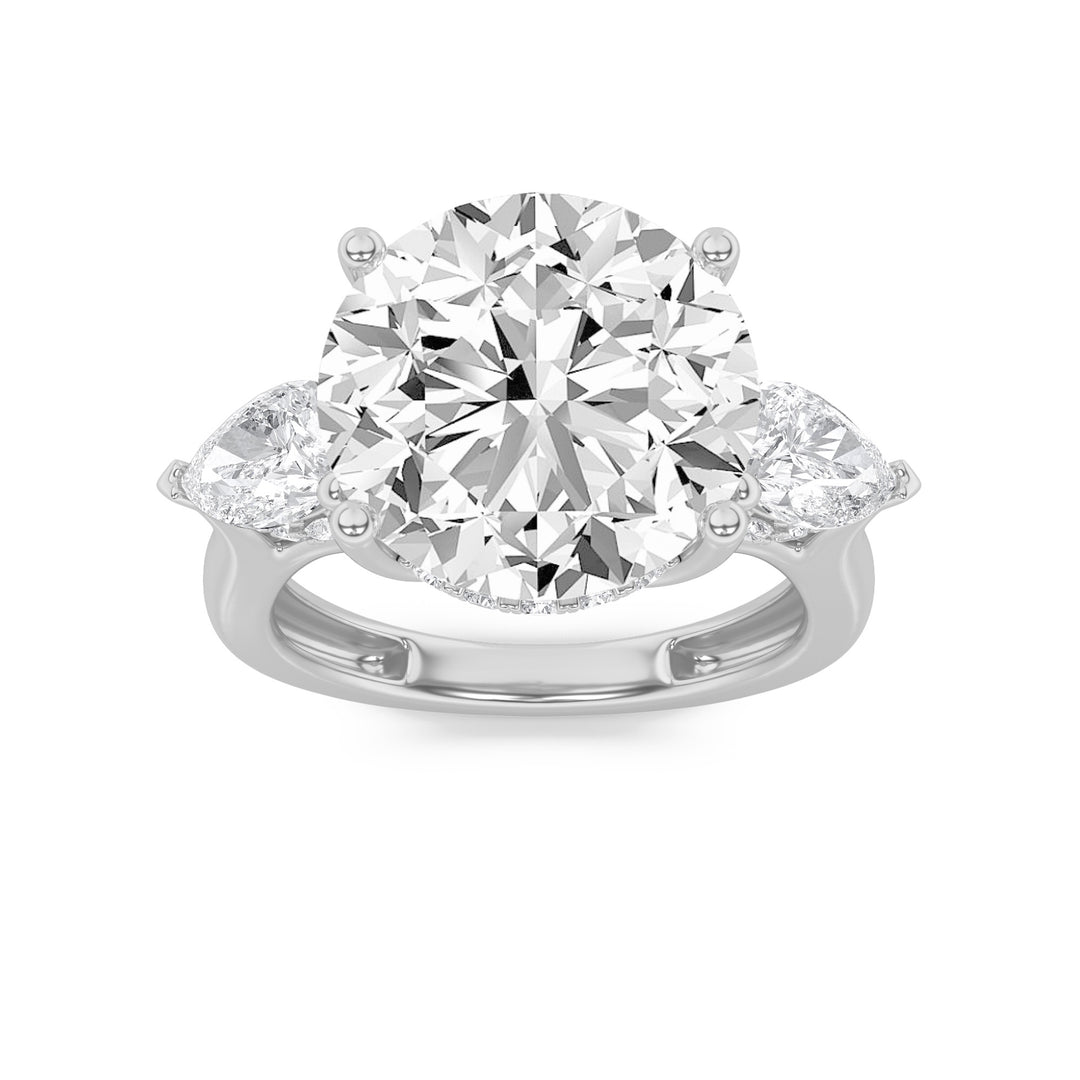7.25Cttw Round Shaped Lab Grown Diamond (G/VS) Bold Accented Engagement Ring in 14K Gold