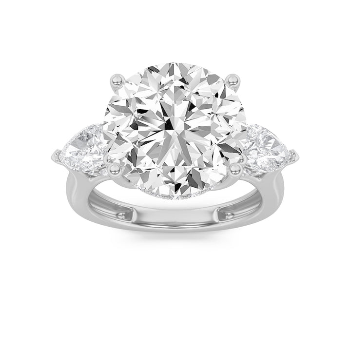 7.25Cttw Round Shaped Lab Grown Diamond (G/VS) Bold Accented Engagement Ring in 14K Gold