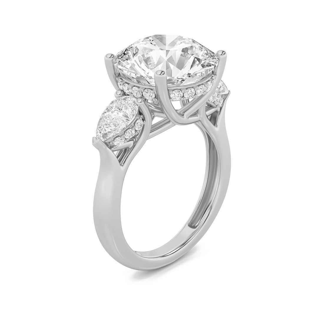 7.25Cttw Round Shaped Lab Grown Diamond (G/VS) Bold Accented Engagement Ring in 14K Gold