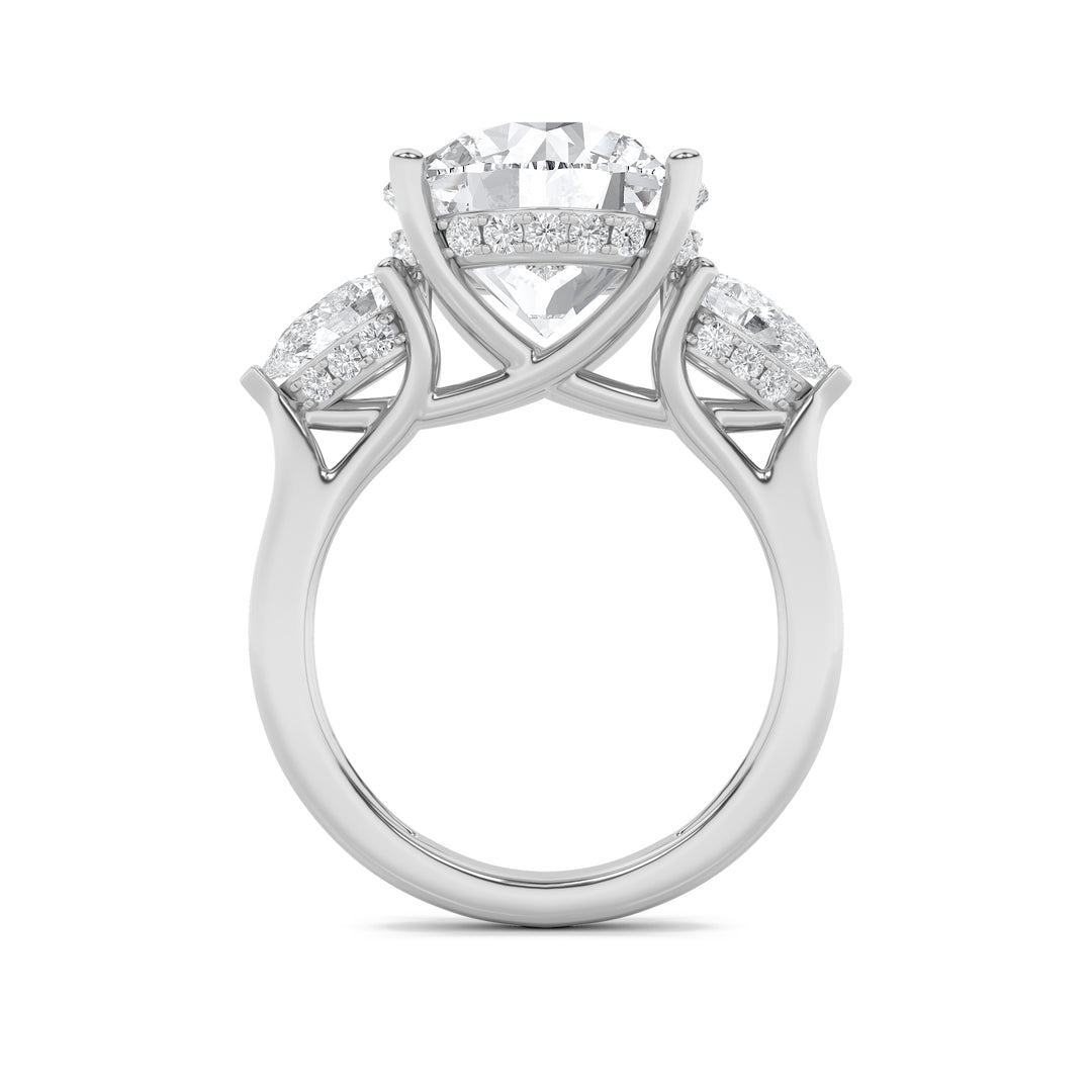 7.25Cttw Round Shaped Lab Grown Diamond (G/VS) Bold Accented Engagement Ring in 14K Gold