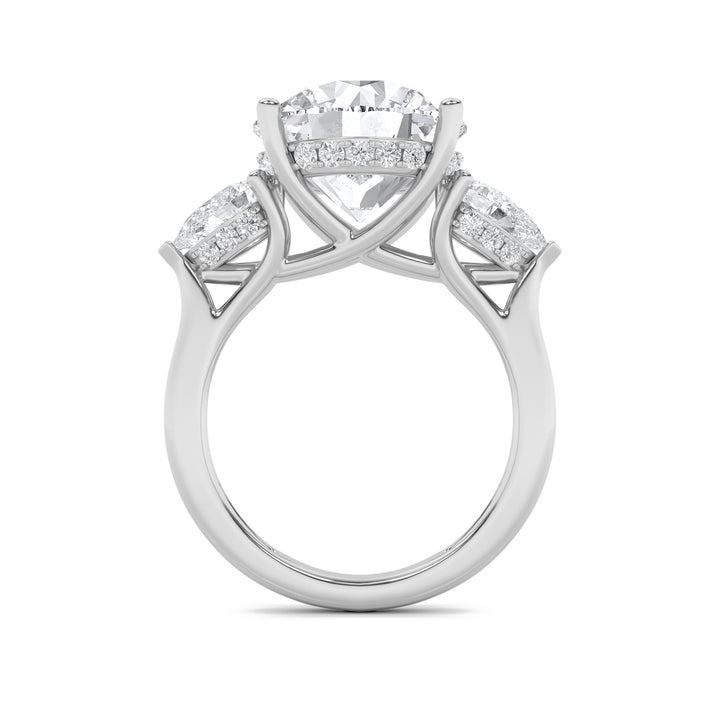 7.25Cttw Round Shaped Lab Grown Diamond (G/VS) Bold Accented Engagement Ring in 14K Gold