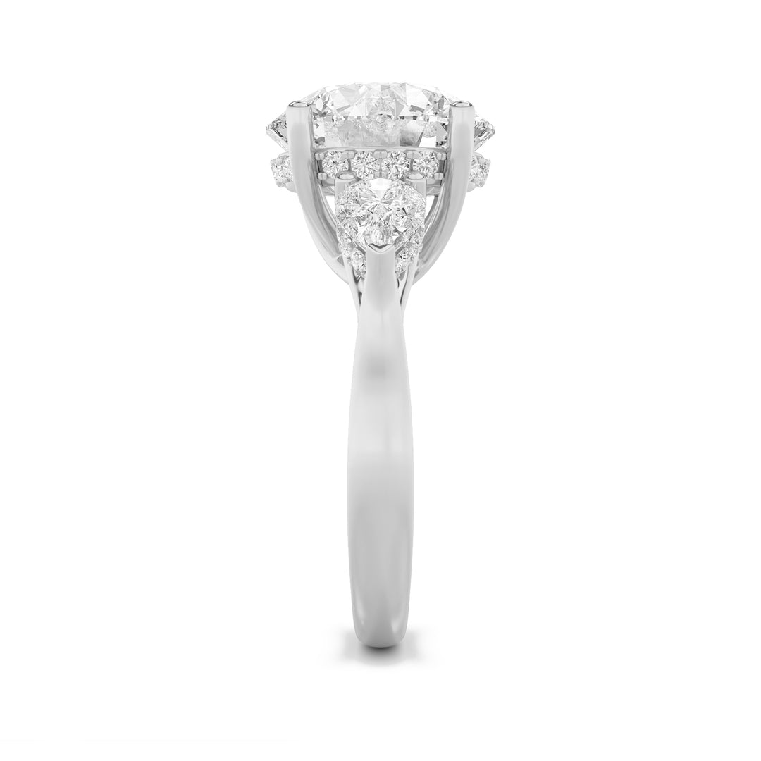 7.25Cttw Round Shaped Lab Grown Diamond (G/VS) Bold Accented Engagement Ring in 14K Gold