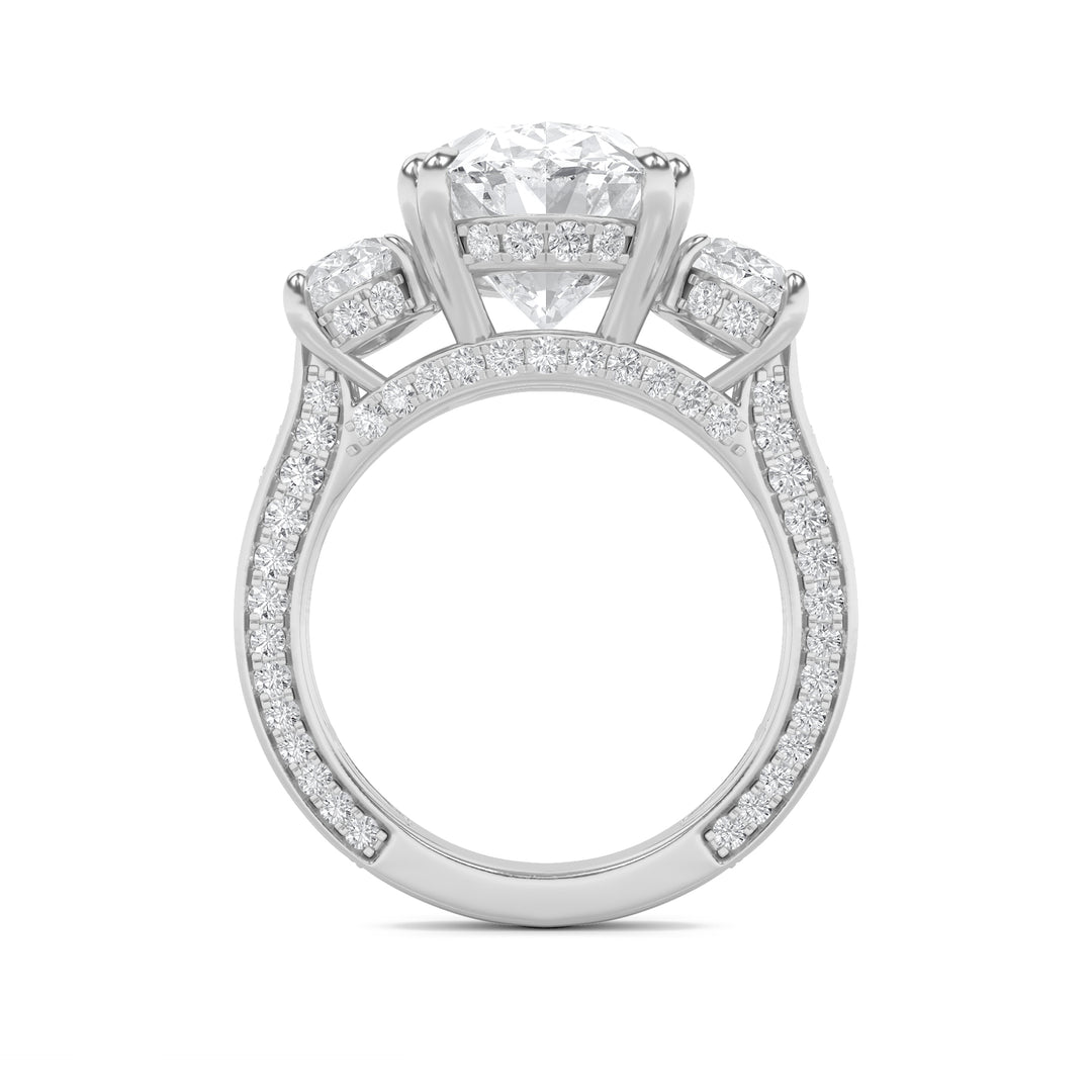 9Cttw Oval Shaped Lab Grown Diamond (F/VS) Bold Statement Accented Ring in 14K Gold