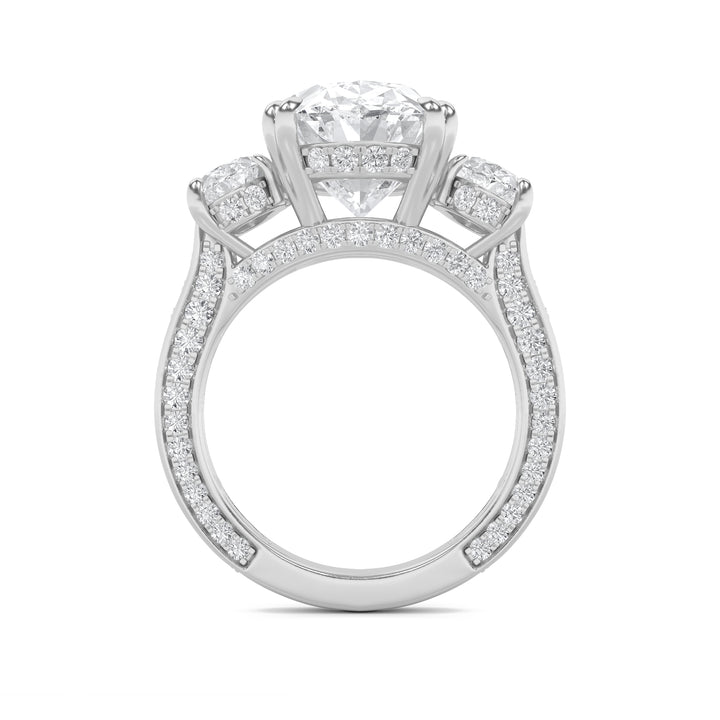 9Cttw Oval Shaped Lab Grown Diamond (F/VS) Bold Statement Accented Ring in 14K Gold