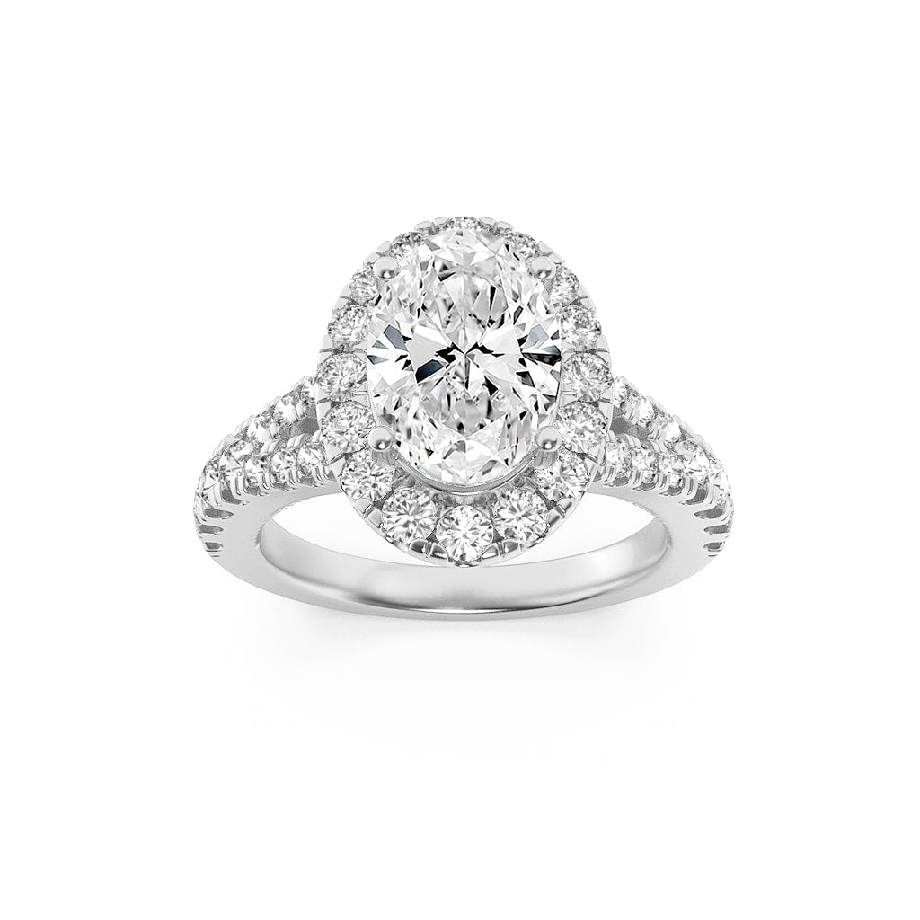 2.5Cttw Oval Shaped Lab Grown Diamond (F/VS) Engagement Ring in 14K Gold