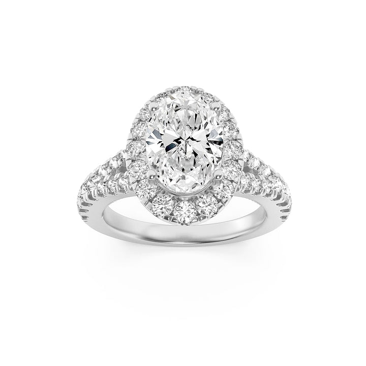 2.5Cttw Oval Shaped Lab Grown Diamond (F/VS) Engagement Ring in 14K Gold