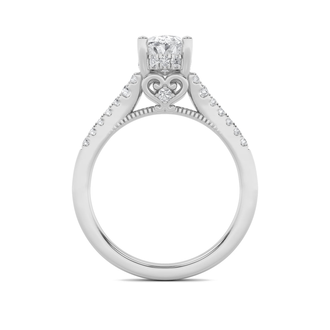 1.5CTW Oval Shaped Lab Grown Diamond (G/VS) Accented Engagement Ring in 14K White Gold