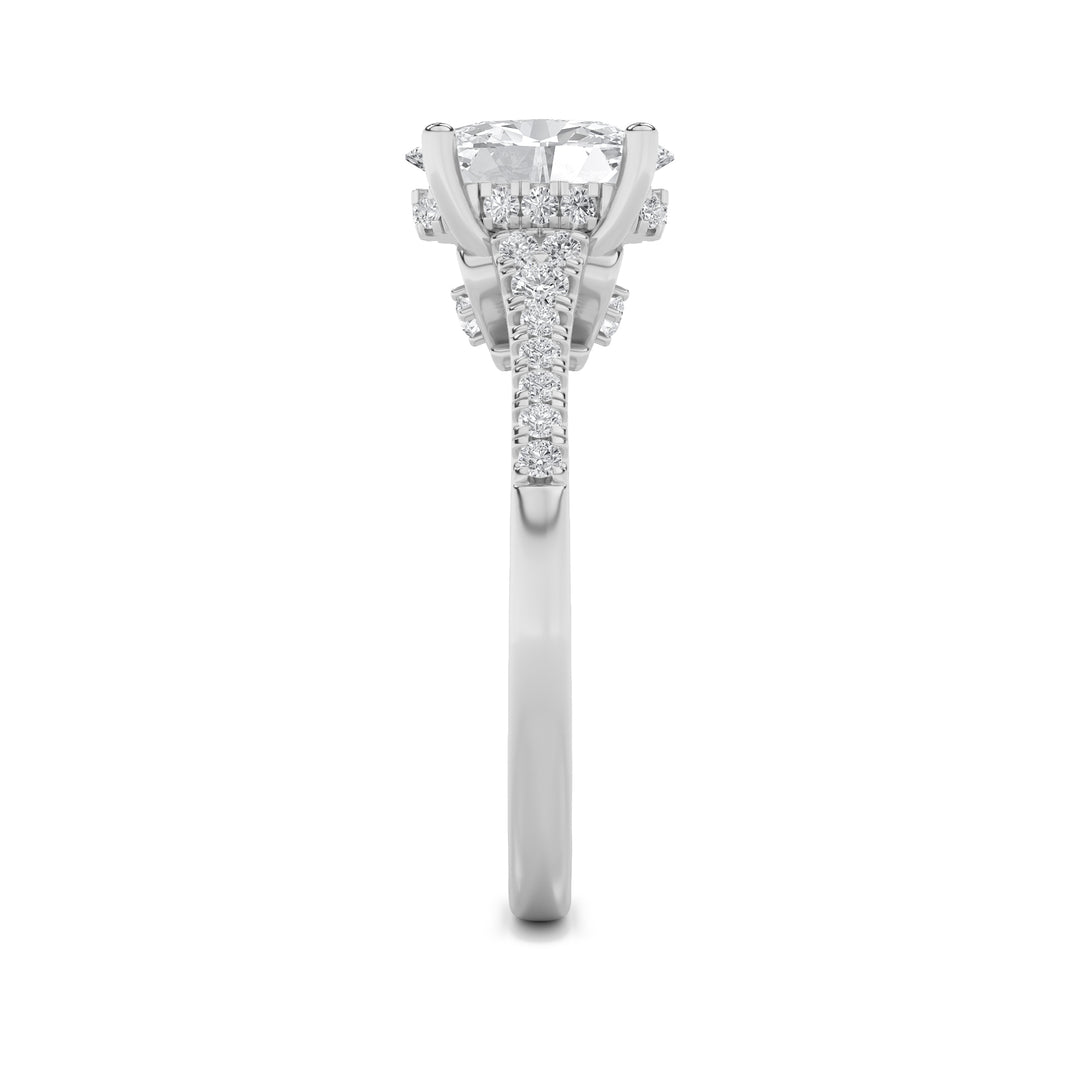1.5CTW Oval Shaped Lab Grown Diamond (G/VS) Accented Engagement Ring in 14K White Gold