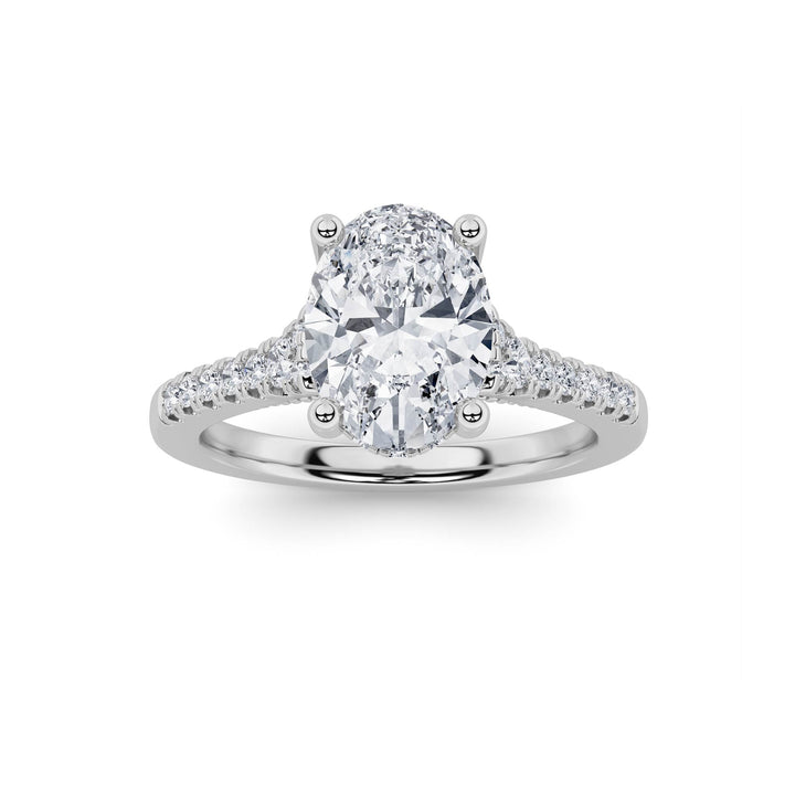 1.5CTW Oval Shaped Lab Grown Diamond (F/VS) Accented Two Tone Engagement Ring in 14K Gold