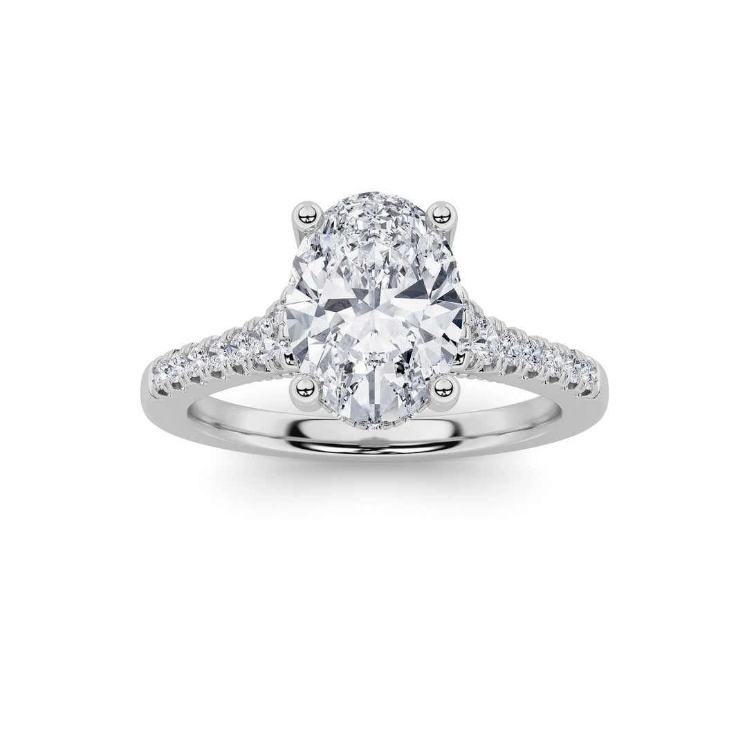 1.5CTW Oval Shaped Lab Grown Diamond (F/VS) Accented Two Tone Engagement Ring in 14K Gold