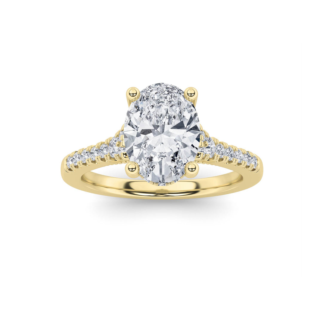 1.5CTW Oval Shaped Lab Grown Diamond (F/VS) Accented Two Tone Engagement Ring in 14K Gold