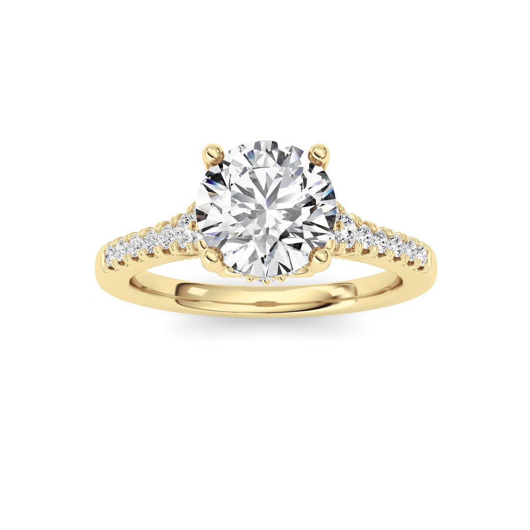 1.5CTW Round Shaped Lab Grown Diamond (F/VS) Accented Two Tone Engagement Ring in 14K Gold