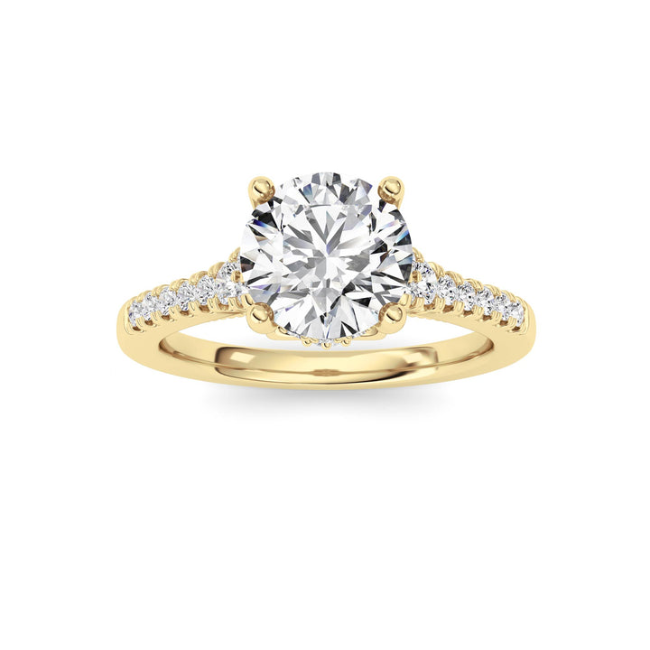 1.5CTW Round Shaped Lab Grown Diamond (F/VS) Accented Two Tone Engagement Ring in 14K Gold