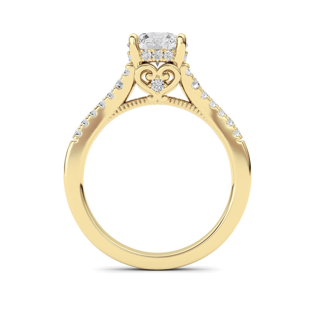 1.5CTW Round Shaped Lab Grown Diamond (F/VS) Accented Two Tone Engagement Ring in 14K Gold
