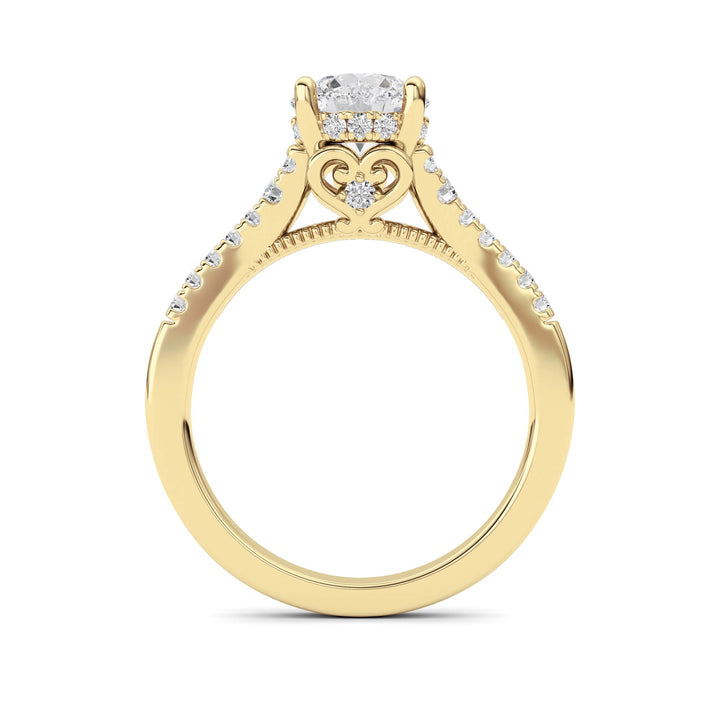1.5CTW Round Shaped Lab Grown Diamond (F/VS) Accented Two Tone Engagement Ring in 14K Gold