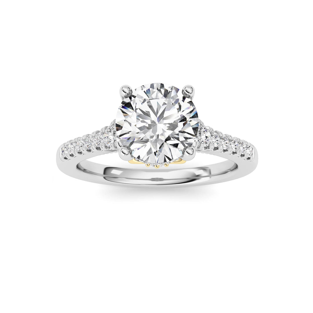 1.5CTW Round Shaped Lab Grown Diamond (F/VS) Accented Two Tone Engagement Ring in 14K Gold