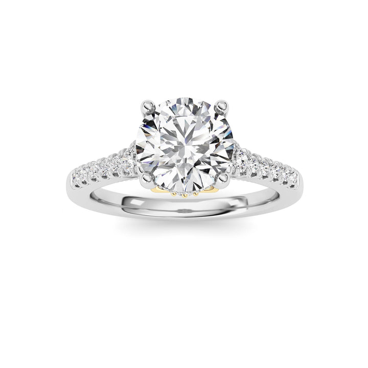 1.5CTW Round Shaped Lab Grown Diamond (F/VS) Accented Two Tone Engagement Ring in 14K Gold